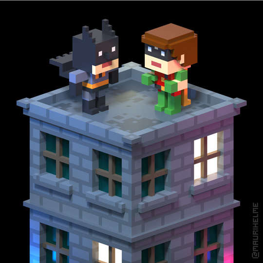 Voxel Art Batman and Robin