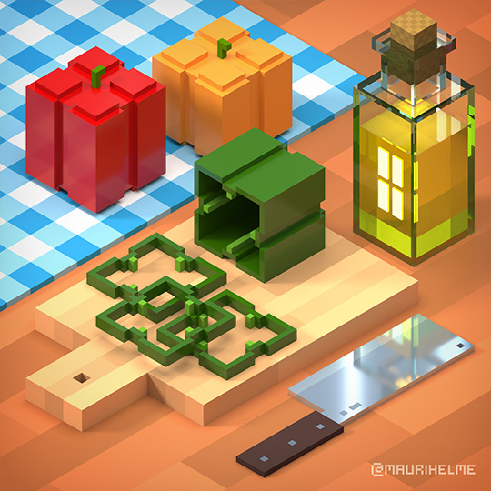 Voxel Art Bell Peppers