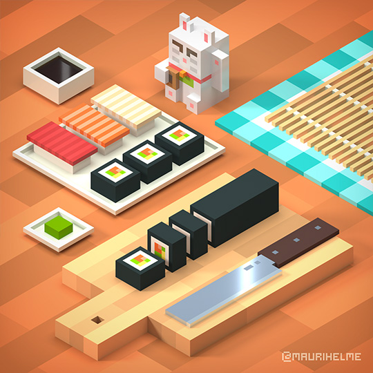 Voxel Art Sushi